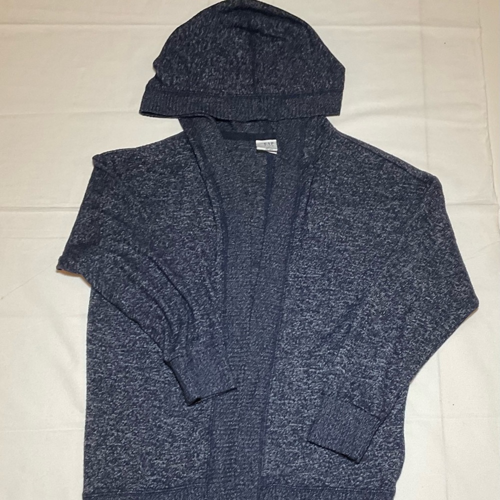 Gap Kids Girls Small 6/7 Blue Heather Hooded Open Cardigan No Buttons School